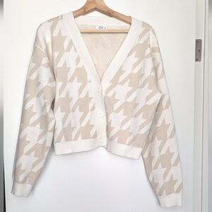 Ardene Houndstooth Jacquard Crop Cardigan